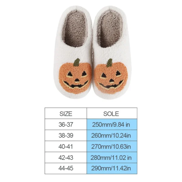 Halloween Spooky Lantern Pumpkin Slippers Non Slip Plush Warm Spooky Lantern Pumpkin Slippers Soft Fuzzy Slippers for Women Men - Image 3