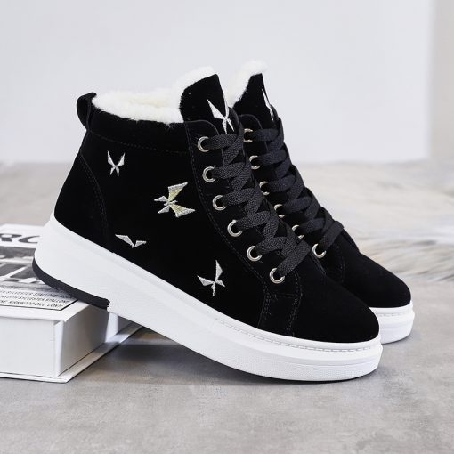 Velvet sneakers velvet panel shoes - Image 2