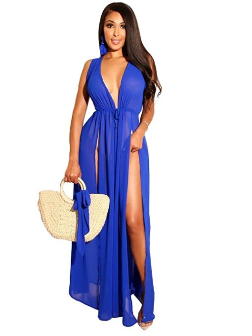 Beach dress with split drawstring - Image 4