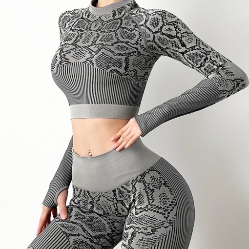 Yoga Clothes Autumn And Winter Tight-fitting Moisture Wicking Sports Suit Women Seamless Knitted Yoga Clothes Women - Image 8