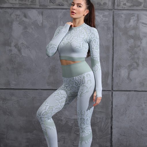 Yoga Clothes Autumn And Winter Tight-fitting Moisture Wicking Sports Suit Women Seamless Knitted Yoga Clothes Women - Image 7