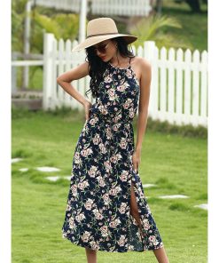Sleeveless Mid-Calf Patchwork Pullover Womens Dress