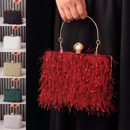 Tassel Handbags Women Dress Party Evening Bag Fashion Luxury Designer Square Bags Crossbody Shoulder Bag Ladies - Image 3