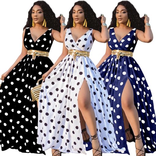 Sexy Dresses Women Party Ladies Belt Plus Size Forked Club Dresses - Image 4