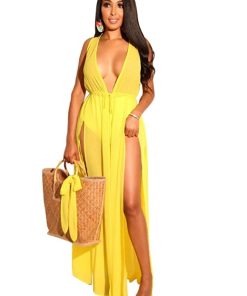 Beach dress with split drawstring