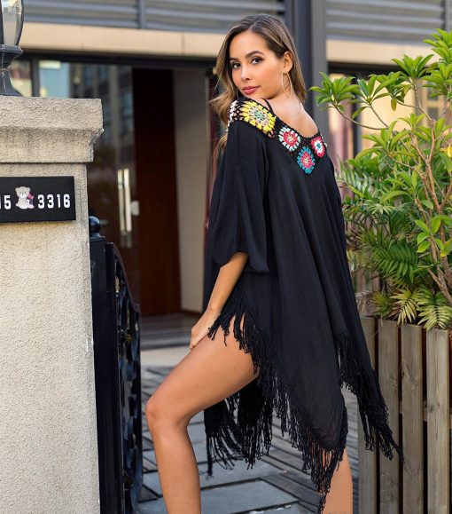Womens Cover Up Dress Tassel Floral Sexy Beachwear Swimwear - Image 4