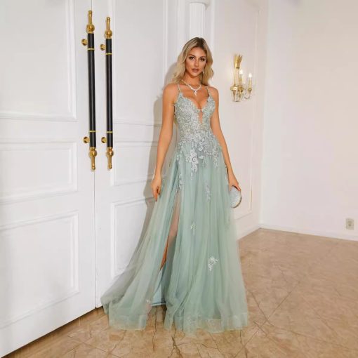 Women Evening Dresses Suspender Dance Dress Long - Image 6