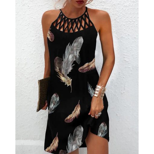 Fashion Print Dress Casual Halterneck Dresses For Women Summer Clothes - Image 7