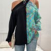 European And American Womens Halter Neck Straps Strapless Long Sleeved Blouse