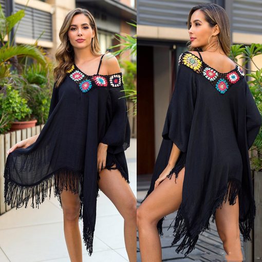 Womens Cover Up Dress Tassel Floral Sexy Beachwear Swimwear - Image 6
