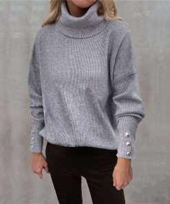 Striped High Head Loose Solid Color Sweater