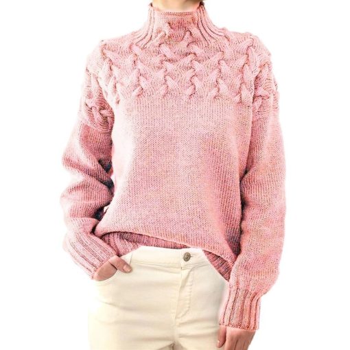 Fashion Cable Woven Detail High Collar - Image 9
