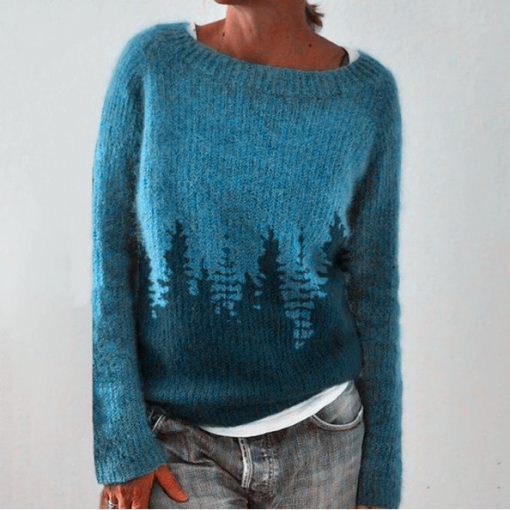 Women's Fashion Round Neck Multicolor Loose Leisure Pullover Knitwear Sweater - Image 8