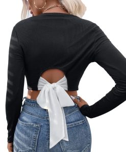 Women's Round Neck Pullover Casual Long Sleeve T-shirt Top