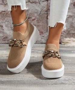 Chain Flats Shoes Women Breathable Mesh Shoes