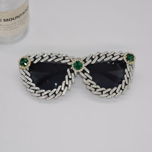 New Cat Eye Frame With Diamond Personality Fashion Street Shooting Ladies Glasses - Image 2