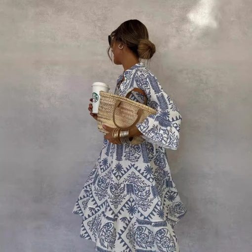 Dress Printed 34 Sleeves Shirt For Women - Image 2