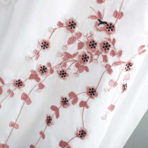 Long Sleeve White Embroidered Loose Shirt - Image 2