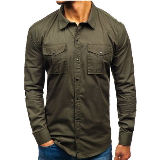 Men Autumn Winter Long Sleeve Blouse Man Cotton Shirt - Image 5