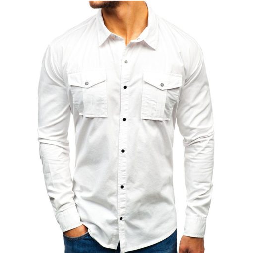 Men Autumn Winter Long Sleeve Blouse Man Cotton Shirt - Image 3
