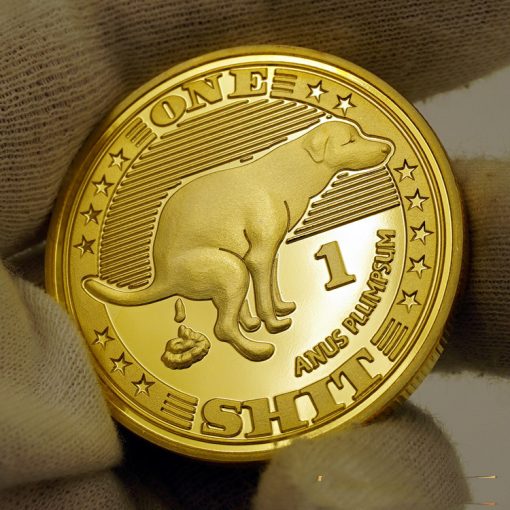 HOT One Shit Challenge Gold Plated Coin Dog ANUS PLLIMPSUM Commemorative Coins Lucky Gold Coin Beginner's Lucky Coin