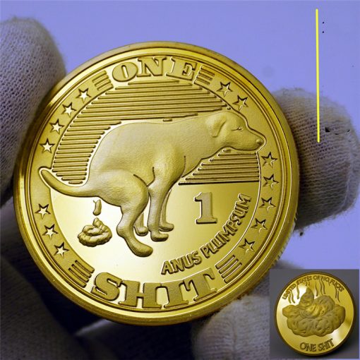 HOT One Shit Challenge Gold Plated Coin Dog ANUS PLLIMPSUM Commemorative Coins Lucky Gold Coin Beginner's Lucky Coin - Image 2