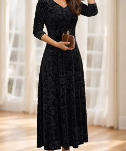 Floral Paisley Pattern Velvet Dress