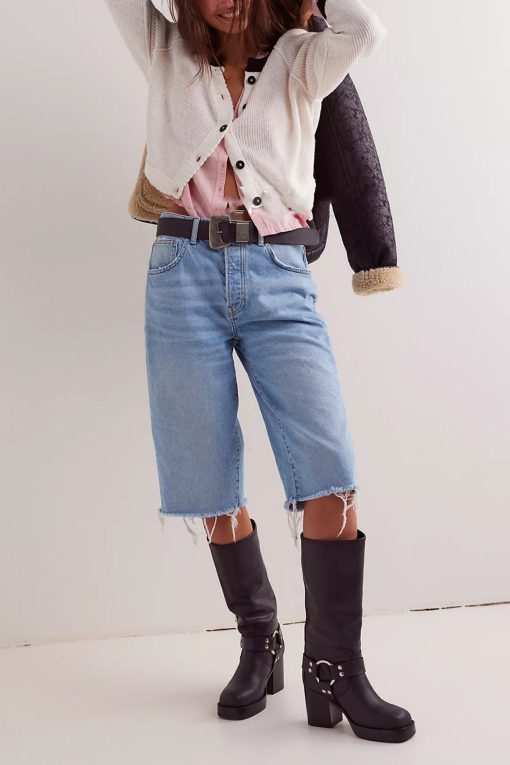 Women's Contrast Color Round Neck Knitwear Single Row Button Coat - Image 5