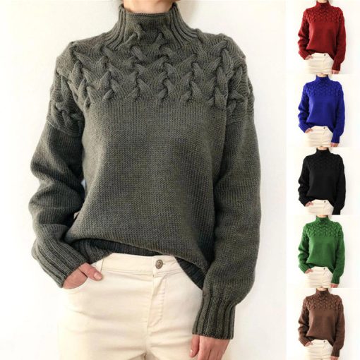 Fashion Cable Woven Detail High Collar - Image 3