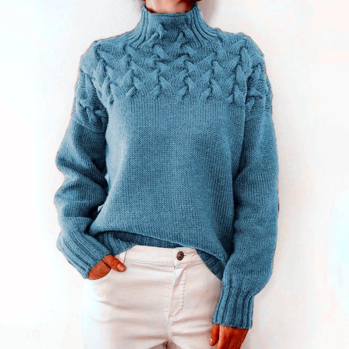 Fashion Cable Woven Detail High Collar - Image 10