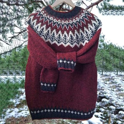 Women's Round Neck Multicolor Loose Fashion Pullover Sweater - Image 7