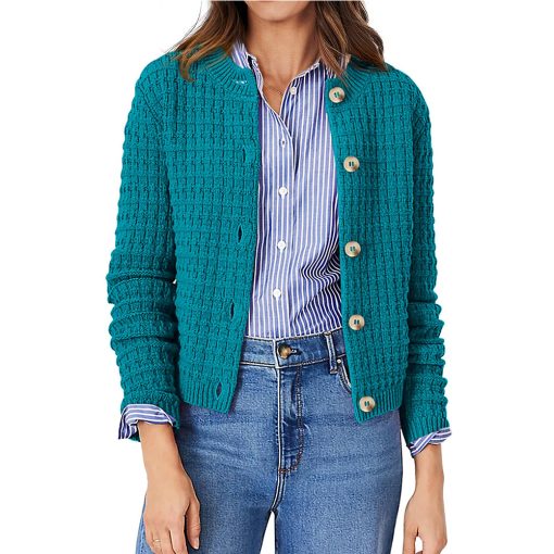 Women's Solid Color Commute Knitted Cardigan Casual Sweater Coat - Image 7