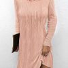 Long Sleeve Hooded Pullover Knitted Dress For Women