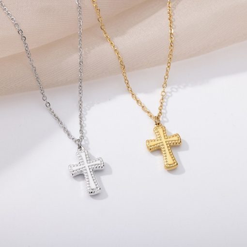 Stainless Steel Lucky Tree Cross Necklace Ornament - Image 8