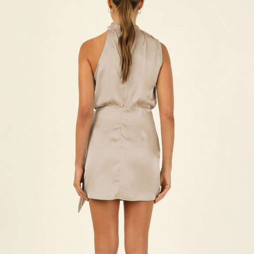 Elegant Halter Neck Dress Fashion Sleeveless Waist-tied Short Dresses For Evening Party Clothing Women - Image 6