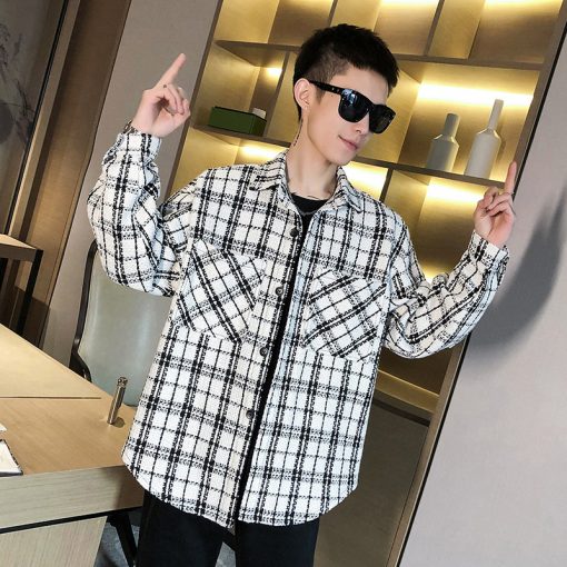 Trendy Man In Plaid Shirt Jacket - Image 3