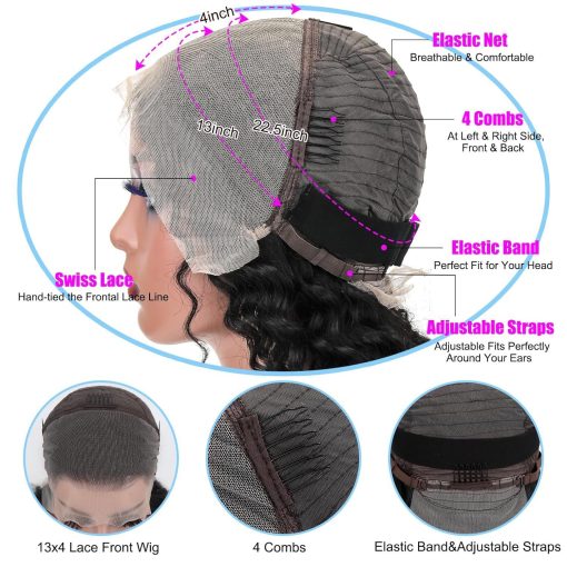Front Lace Human Hair Wig Deep Wave Human Wigs - Image 3