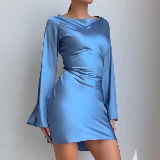 Waist Trimming Lace Up Satin Dress Women's Bag Hip Skirt - Image 3
