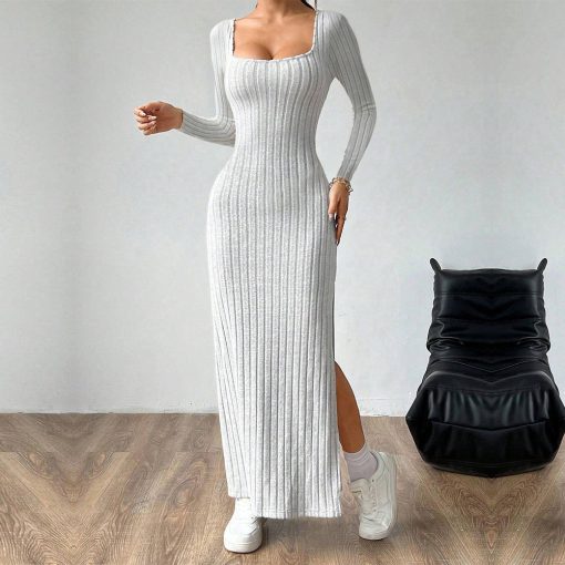 Women's Simple Square Collar Backless Dress - Image 5