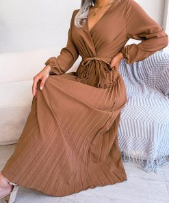 Fashion Elegant Cross Pleated Maxi Dress