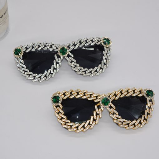New Cat Eye Frame With Diamond Personality Fashion Street Shooting Ladies Glasses - Image 3