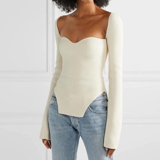 Women's Off-neck Pullover Long Sleeve Top Bottoming Sweater - Image 3