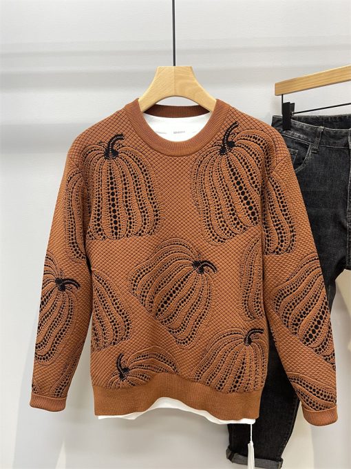 Color Matching Jacquard Crew-neck Sweater Man - Image 5