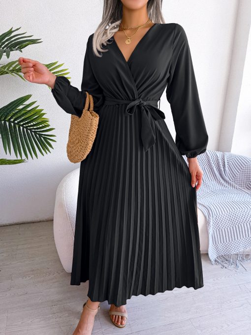 Fashion Elegant Cross Pleated Maxi Dress - Image 2