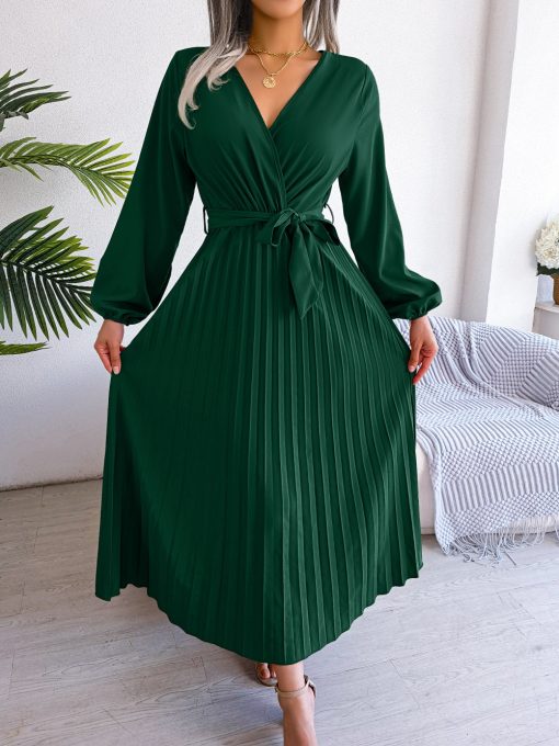 Fashion Elegant Cross Pleated Maxi Dress - Image 7