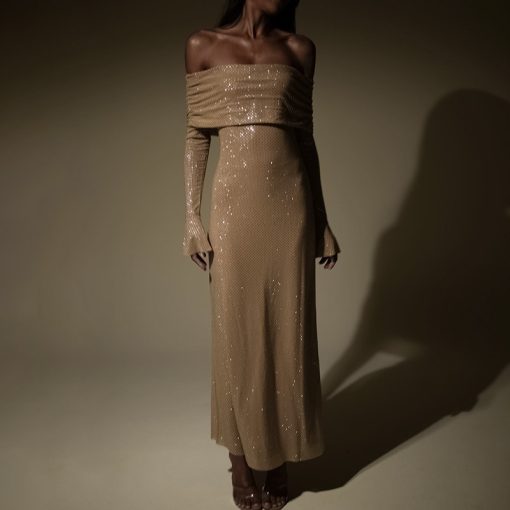 Fashion Style Temperament Panel Pressing Slim-fit Off-neck Dress - Image 8
