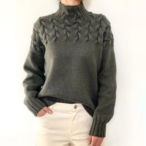 Fashion Cable Woven Detail High Collar - Image 2