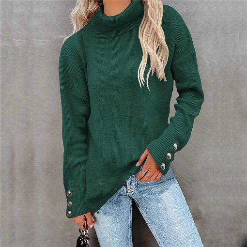 Striped High Head Loose Solid Color Sweater - Image 4