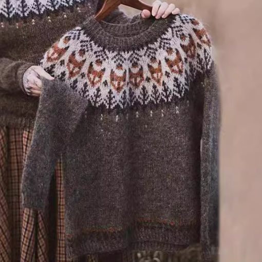 Women's Round Neck Multicolor Loose Fashion Pullover Sweater - Image 2