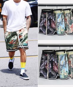 Hip Hop Man Bieber Hawaiian Style Beach Pants Shorts